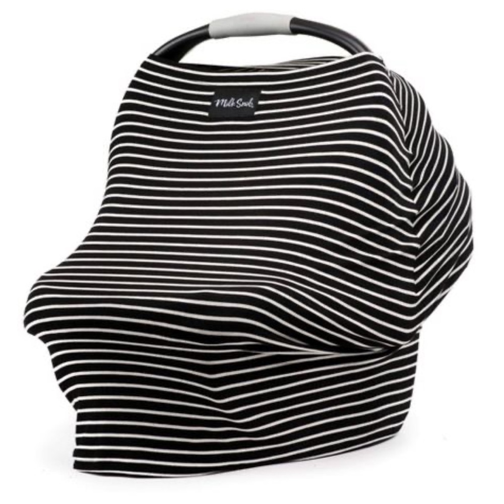 MILK SNOB nursing cover / baby canopy - modern stripe black and white
